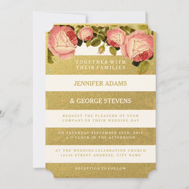 CHIC GOLD | ROSE WEDING INVITATION EINLADUNG (Vorderseite)