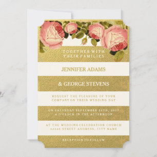CHIC GOLD   ROSE WEDING INVITATION EINLADUNG