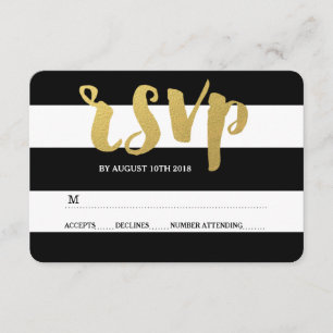 Chic Gold RSVP-Karte mit feinem schwarzem Streif RSVP Karte
