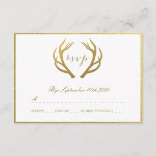 CHIC GOLD RÜSTIKALE GEWEIH-EINLADUNGSKARTEN RSVP KARTE