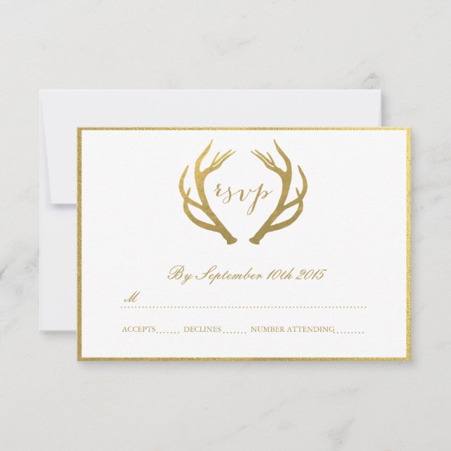CHIC GOLD | RUSTISCHE ANTWORTEN RSVP-KARTEN RSVP KARTE (Vorderseite)