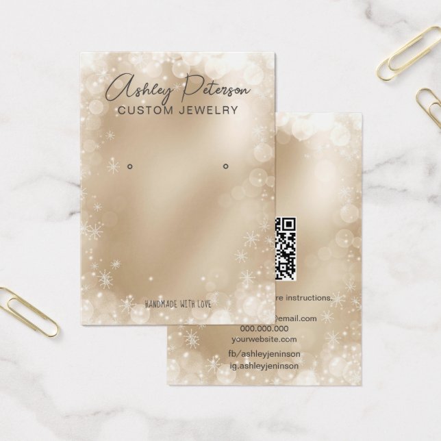 Chic gold schneefestliche QR Code Ohrring-Anzeige (Büro)