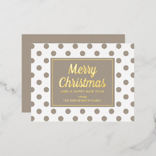 Chic Gold Schrift Taupe Tupfen Frohe Weihnachten Folien Feiertagspostkarte
