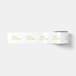 Chic Gold Schrift Weiß Liebe Hochzeit Kalligrafie Satinband