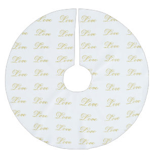 Chic Gold Schrift Weiß Liebe Hochzeit Kalligraphie Polyester Weihnachtsbaumdecke