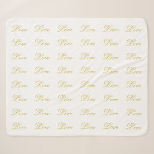 Chic Gold Schrift Weiß Liebe Hochzeit Kalligraphie Sherpadecke