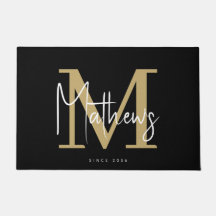 Chic Gold Schwarz-weiß Monogram Familienname
