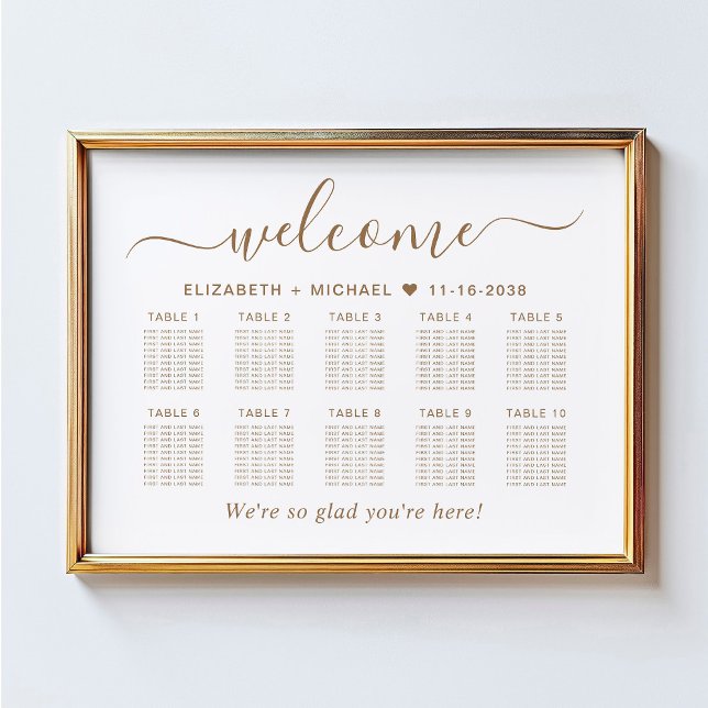 Chic Gold Script 10 Tabelle Seating Chart Poster (Von Creator hochgeladen)