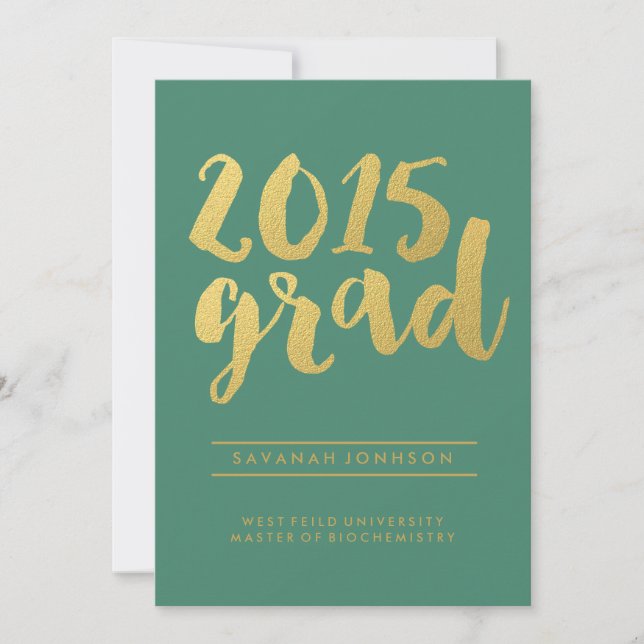 Chic Gold Script | Ankündigung des Abschlusses 201 (Vorderseite)