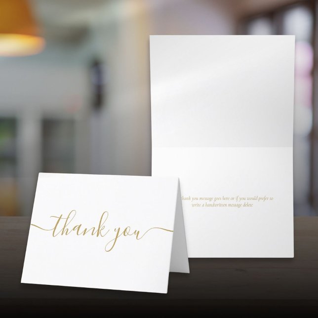 Chic Gold Script Einfach Modernes Elegantes Dankeskarte (Chic Gold Script Simple Modern Elegant Thank You Card)