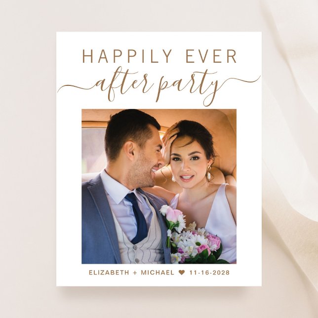 Chic Gold Script Foto Hochzeitsempfang Einladung (Von Creator hochgeladen)