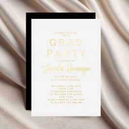 Chic Gold Script Grad Party Einladung