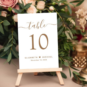Chic Gold Script Hochzeitsempfang Tischnummer