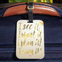 Chic Gold Script Typography Motivational Text  Gepäckanhänger