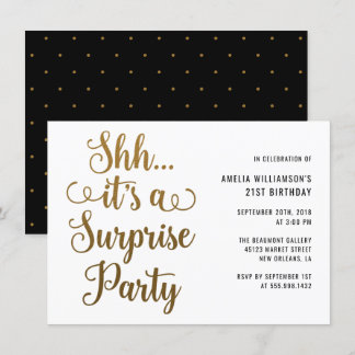 Chic Gold Shh... Es ist eine überraschende Party-T Einladung