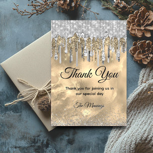 Chic gold silber Glitzer Tropfen Danke Karte