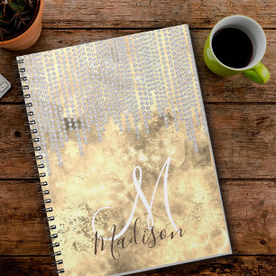 Chic gold silber Kristall Tropfen monogramm Notizblock