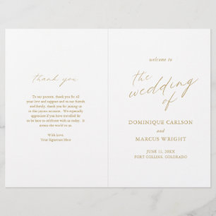 Chic Gold Simple Elegante Wedding Program