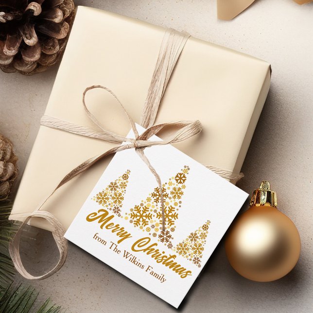 Chic Gold Snowflakes Weihnachtsbaum Personalisiert Geschenkanhänger (Von Creator hochgeladen)