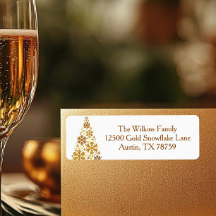Chic Gold Snowflakes Weihnachtsbaum Rücksendeadres