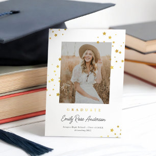Chic Gold Stars Whit Foto Abschluss Ankündigung