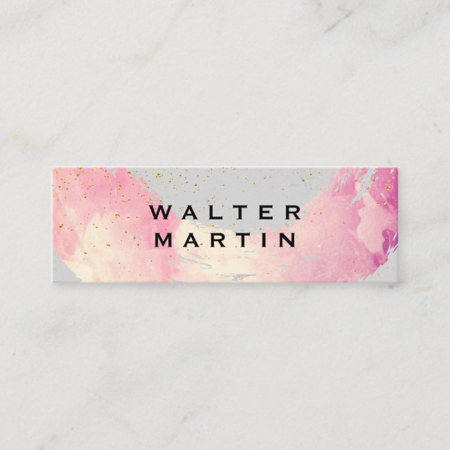 Chic Gold Staub Wasserfarbe gebürstet Mini Visitenkarte (Vorderseite)