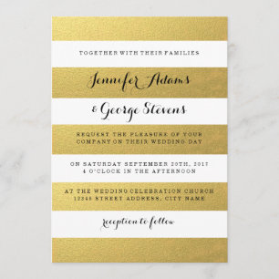 CHIC GOLD STRIPES WEDING INVITATION EINLADUNG
