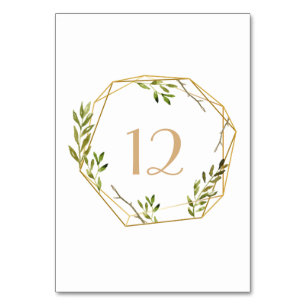 Chic Gold Terrarium botanische Illustration Tischnummer