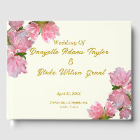 Chic Gold Text, Rosa Azaleen und Elfenbeinhochzeit