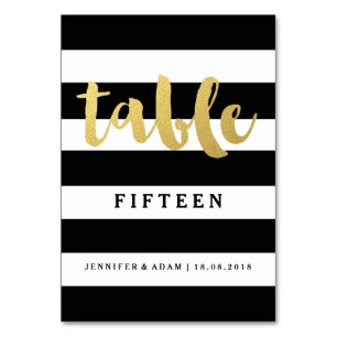 Chic Gold Tischnummern mit feinem schwarzem Stre