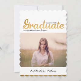 Chic Gold Trendy Abschluss Foto Class 20XX Einladung