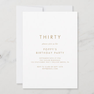 Chic Gold Typografie 30. Geburtstag Party Einladung