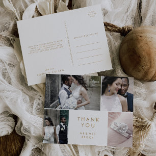 Chic Gold Typografie 4 Fotovorlage Vielen Dank Postkarte