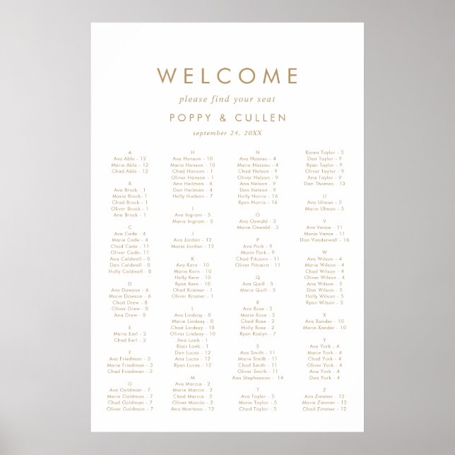 Chic Gold Typografie Alphabetisches Seekarte Poster (Vorne)