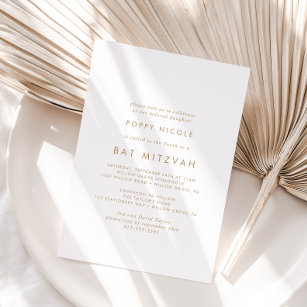 Chic Gold Typografie Bat Mitzvah Einladung