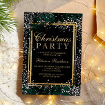 Chic Gold Typografie Blatt Schnee elegant Weihnach Einladung<br><div class="desc">Eine moderne,  schicke und elegante Goldtypografie floralgrüne Weihnachtsweihnachtsweih-Party Einladung mit handgemalten grünen Wasserfarbenblättern auf schwarzem Hintergrund mit Schnee und Schneeflocken.</div>