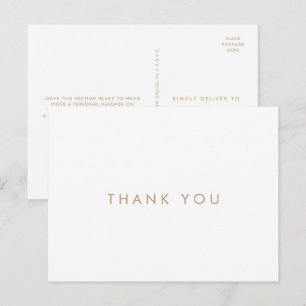 Chic Gold Typografie Danke Postcard Postkarte