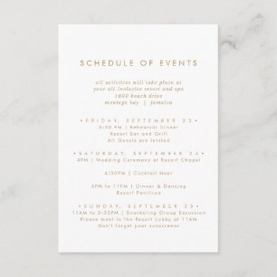 Chic Gold Typografie Hochzeitsprogramm Begleitkarte