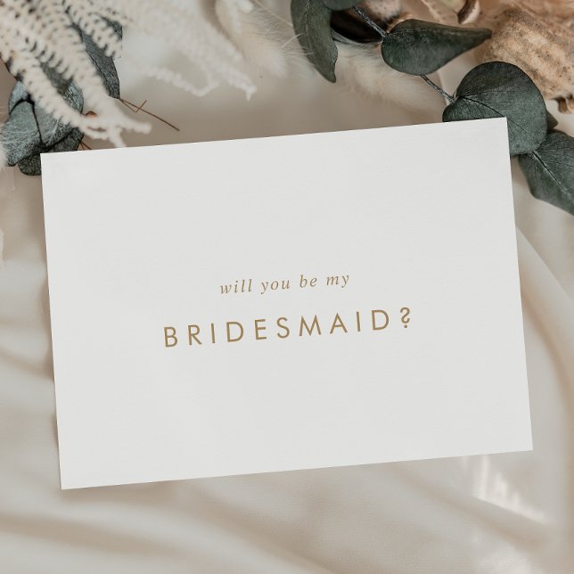 Chic Gold Typografy Bridesmaid Vorschlagskarte Einladung (Von Creator hochgeladen)