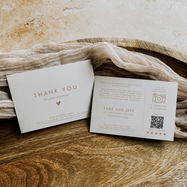 Chic Gold Typografy Business Vielen Dank bestellen Begleitkarte (Von Creator hochgeladen)