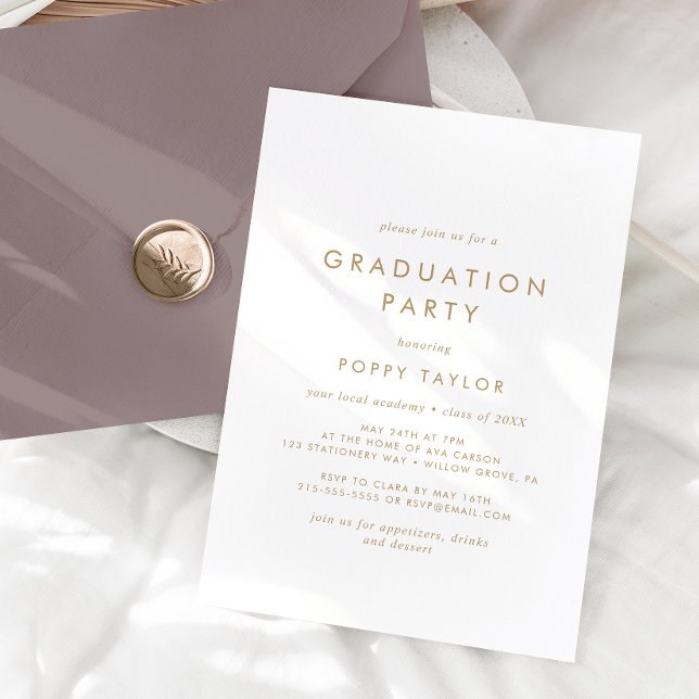 Chic Gold Typografy Graduation Party Einladung (Von Creator hochgeladen)