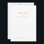 Chic Gold Typografy Wedding Advice Card Hinweiskarte<br><div class="desc">Diese schicke Goldtypografie-Trauungsratkarte ist perfekt für eine moderne Hochzeit und kann für jede Veranstaltung verwendet werden. Das einfache Design besticht durch klassisch minimalistische Gold- und Weißtypografie mit einem rustikalen Bohhustengefühl. Anpassbar in jeder Farbe. Behalt das Design minimal und elegant, wie es ist, oder personalisiere es durch Hinzufügen von eigenen Grafiken...</div>