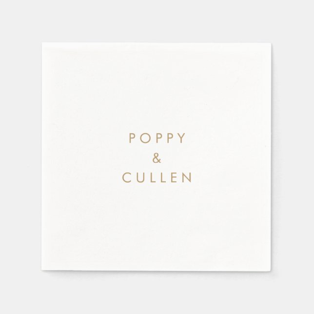 Chic Gold Typografy Wedding Napkins Serviette (Vorderseite)