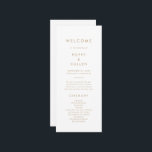 Chic Gold Typografy Wedding Program Programm<br><div class="desc">Dieses schicke Goldtypografie-Hochzeitsprogramm ist perfekt für eine moderne Hochzeit. Das einfache Design besticht durch klassisch minimalistische Gold- und Weißtypografie mit einem rustikalen Bohhustengefühl. Anpassbar in jeder Farbe. Behalt das Design minimal und elegant, wie es ist, oder personalisiere es durch Hinzufügen von eigenen Grafiken und Kunstwerken. Geben Sie den Namen der...</div>