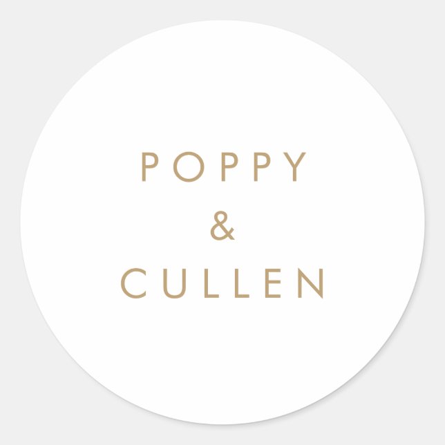 Chic Gold Typografy Wedding Umschlag Aufklebers Runder Aufkleber (Vorderseite)