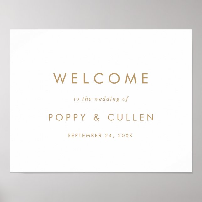Chic Gold Typografy Wedding Welcome Poster (Vorne)