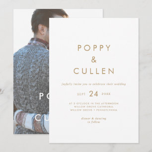 Chic Gold Typographie Faire-part de mariage photo