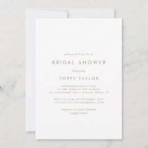 Chic Gold Typographie Invitation de douche nuptial