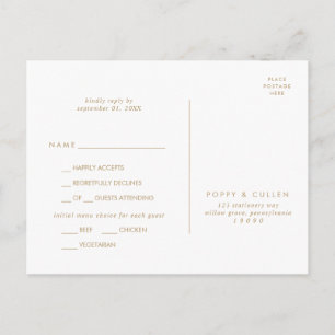 Chic Gold Typographie Menu Choix Carte Postale RSV