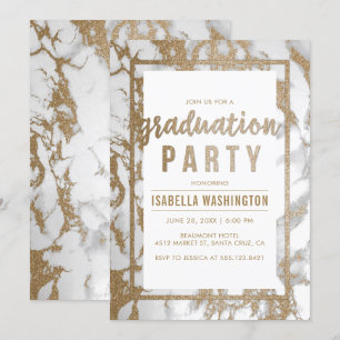 Chic-Gold-u. Marmor-Typografie-Abschluss-Party Einladung